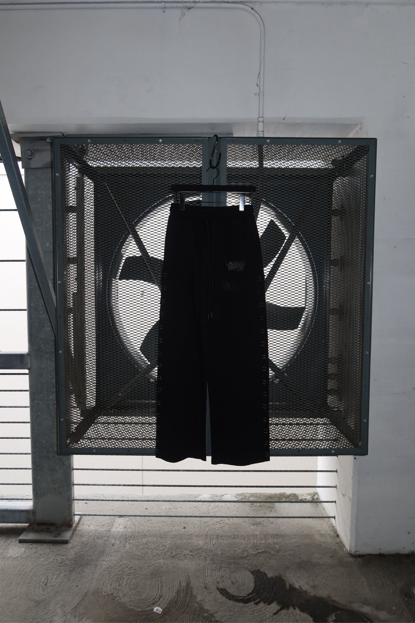 Rhinestone Stripe Pants Black on Black