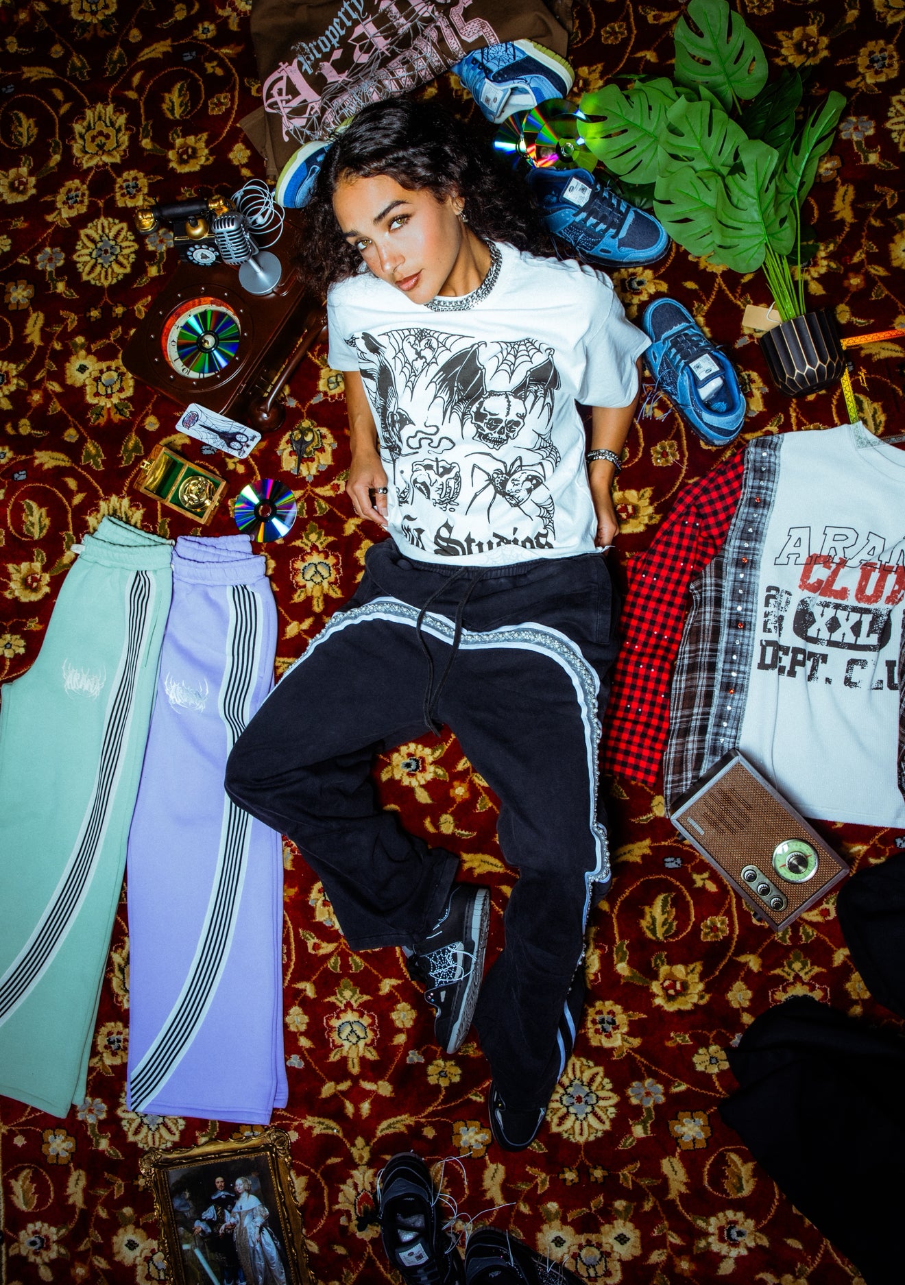 Black Pearl Diamond Mesh Pants