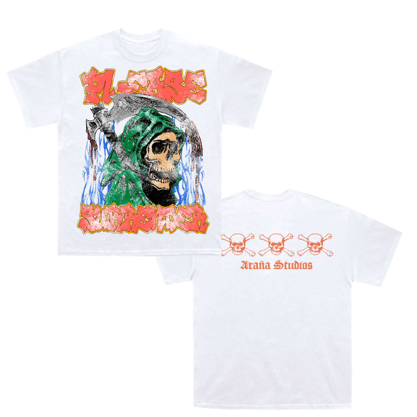 Please Surrender Reaper Tee Front and Back