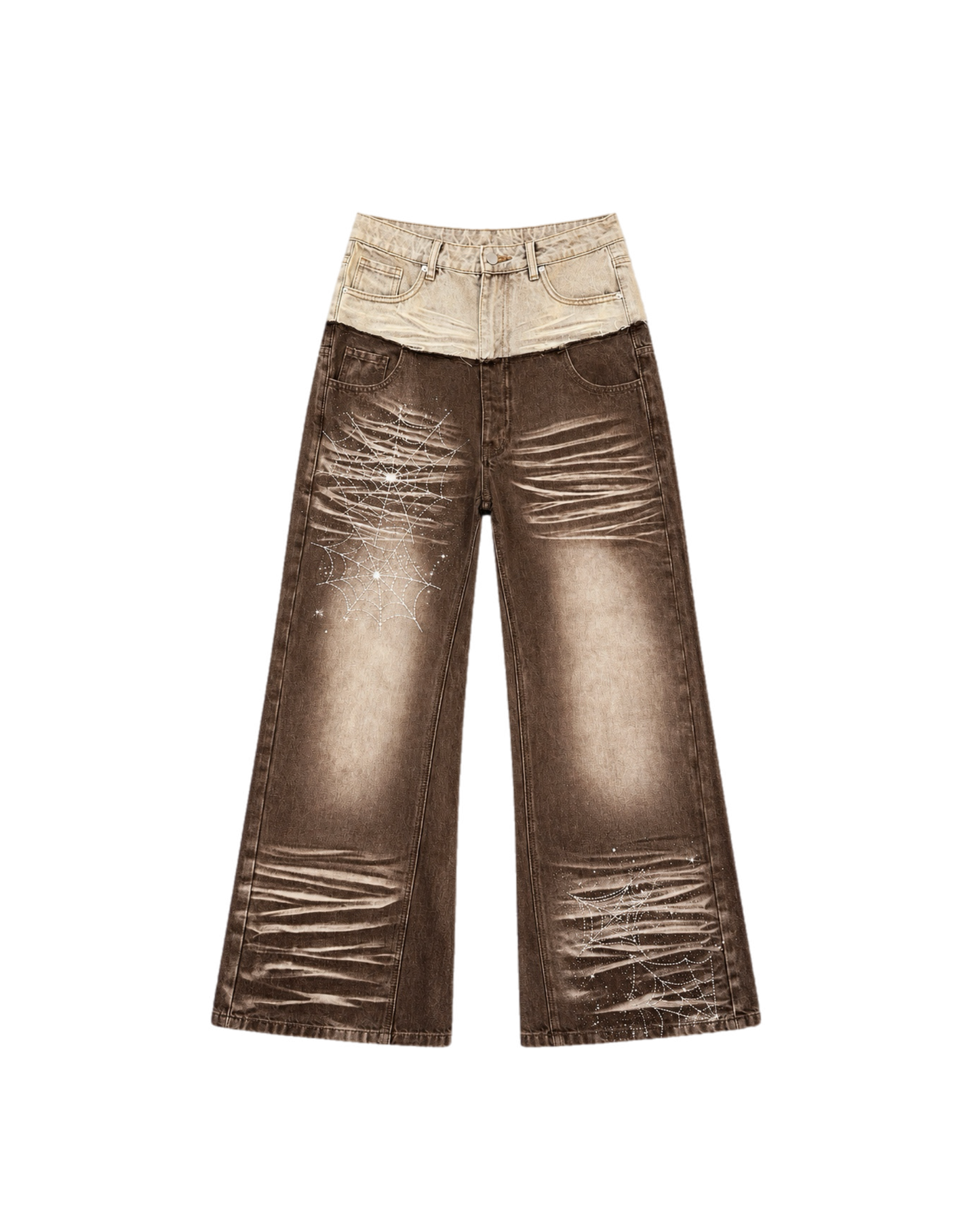 Brown Web Denim Pants