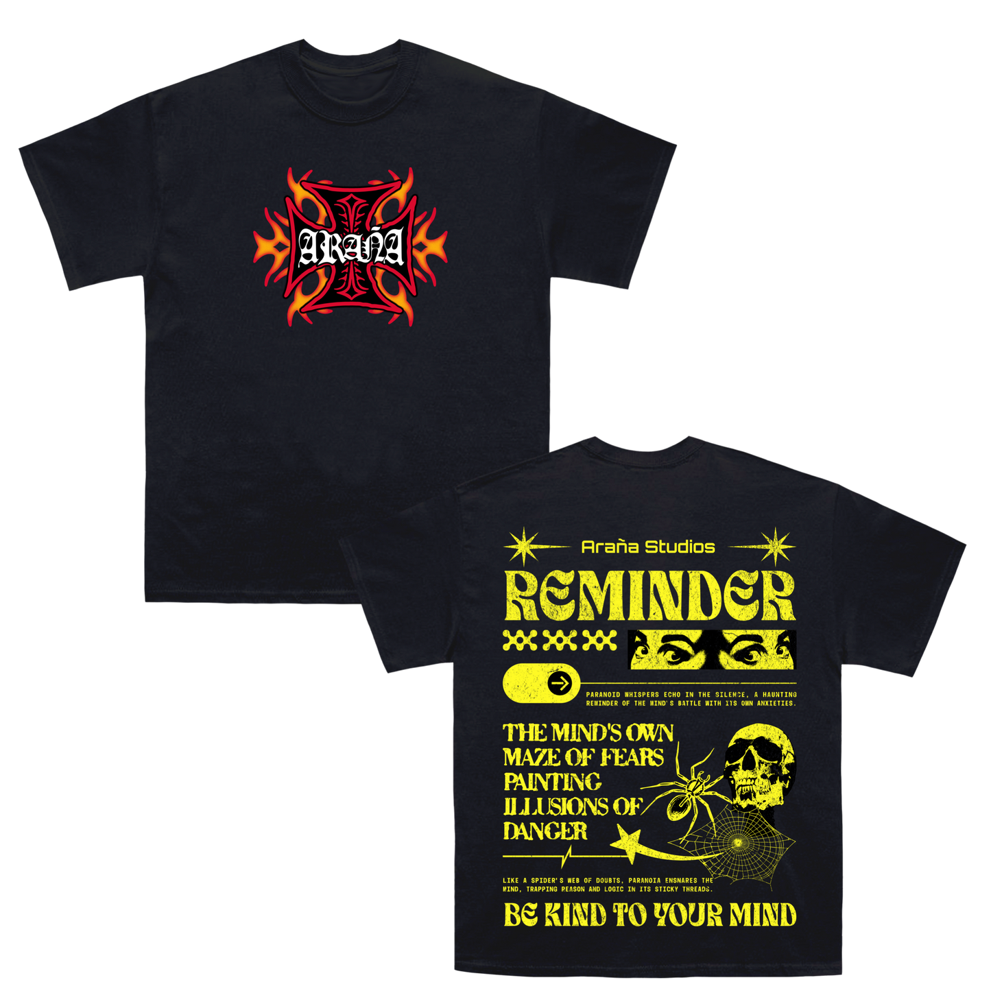 Flame Cross Tee Front and Back