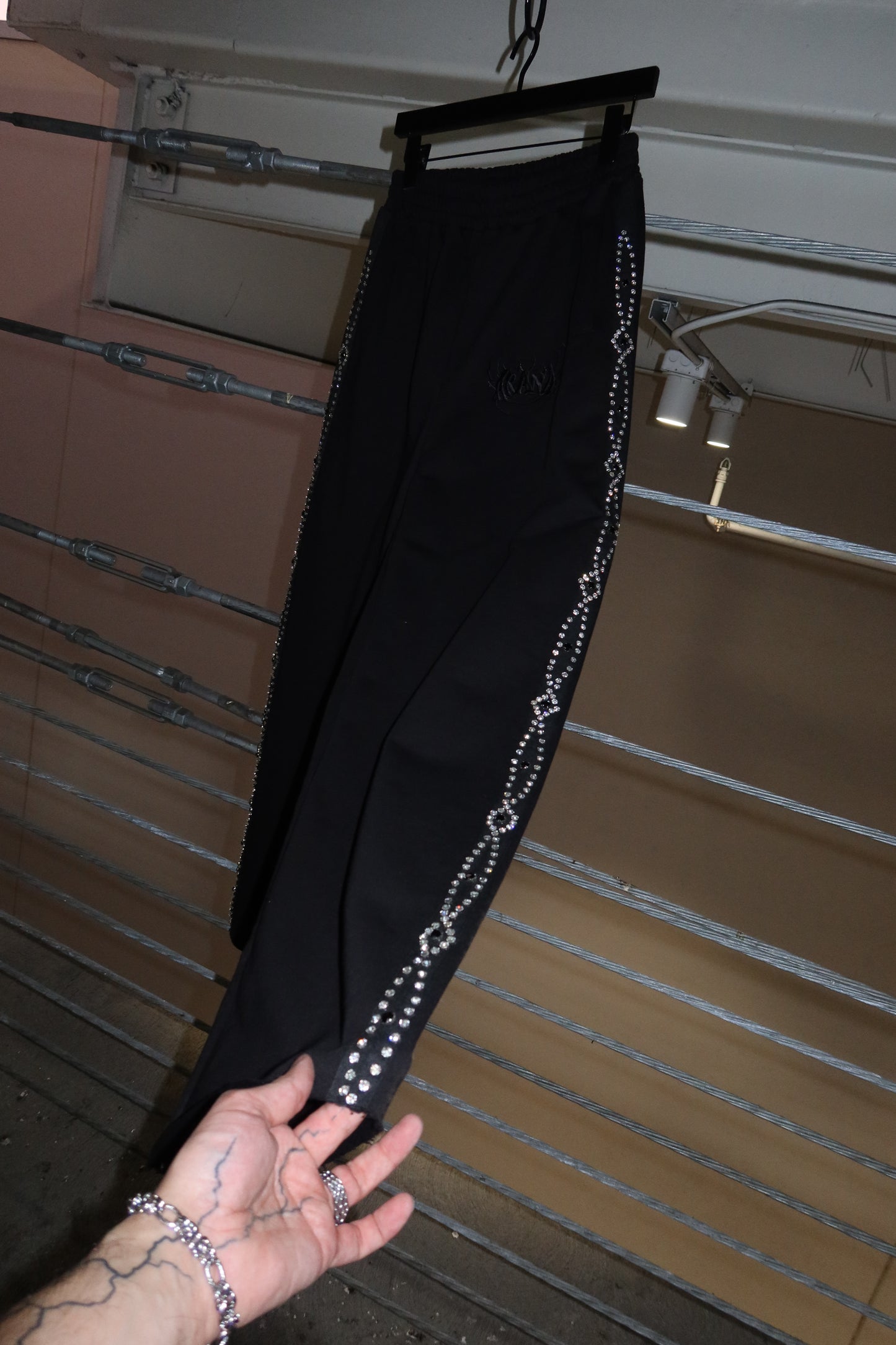 Big Diamond Stone Black Pants
