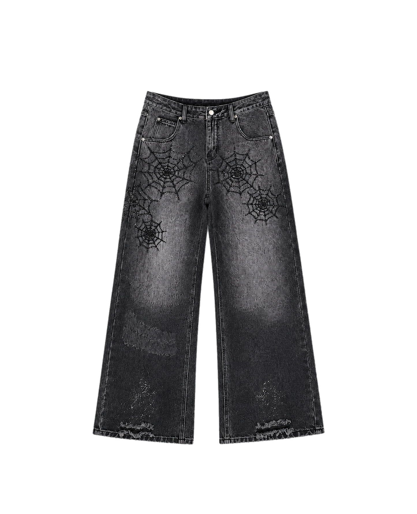 Black Web Denim Pants