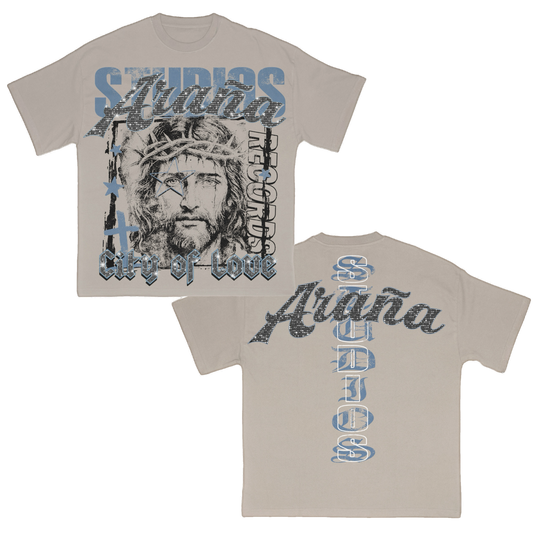 City Of Love Cream Tee Rhinestone