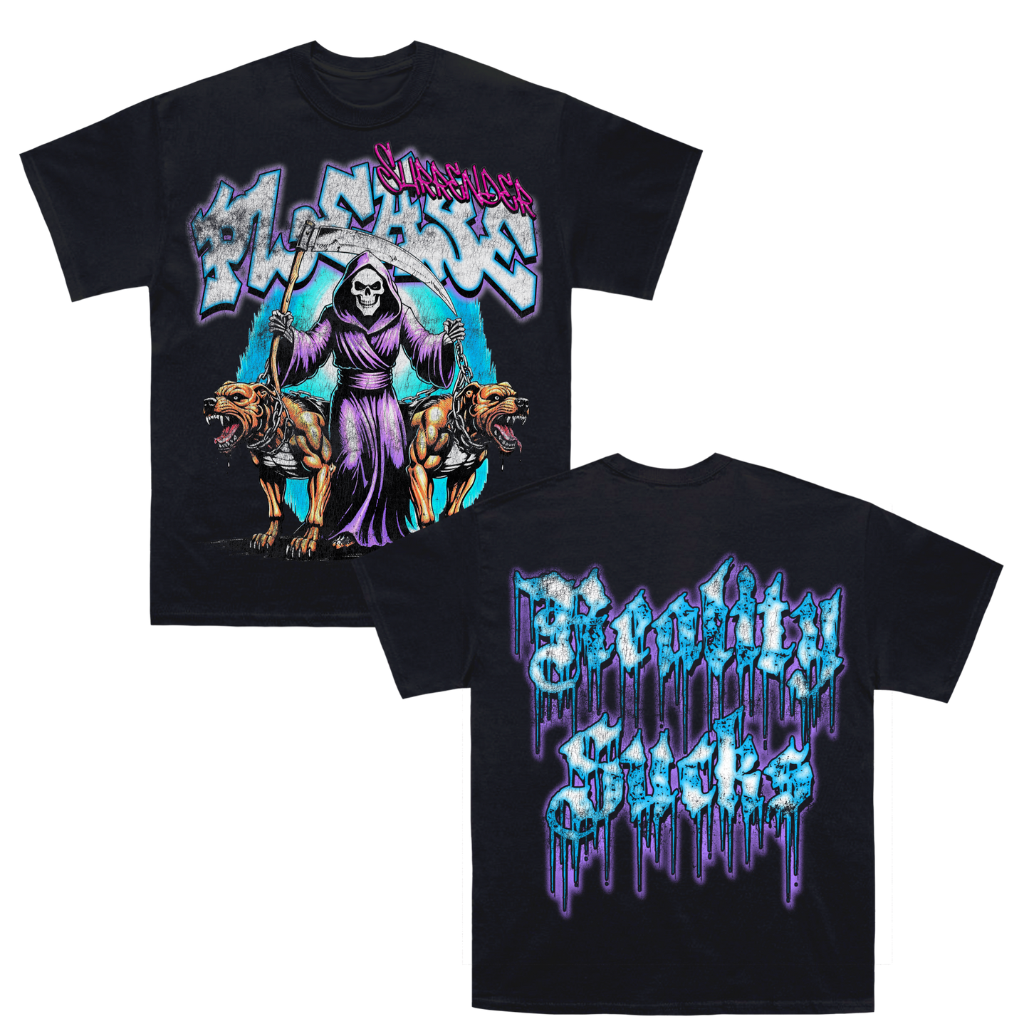Araña Reality Sucks Tee Front and Back